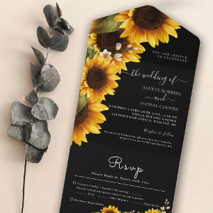 Invitation Tout En Un Invitation à un mariage élégant de tournesols