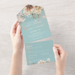 Invitation Tout En Un Invite de mariage avec RSVP Herbe de Pampas BOHO