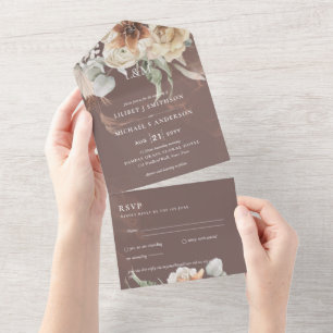 Invitation Tout En Un Invite de mariage avec RSVP   Herbe de Pampas BOHO