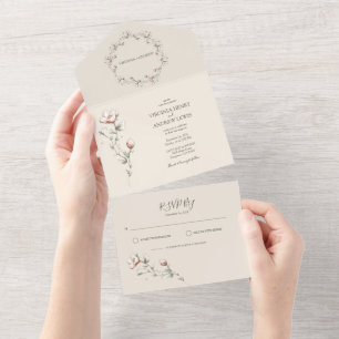 Invitation Tout En Un Inviter le Mariage Rose sauvage tout en un mariage