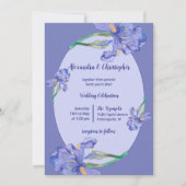 Invitation Tout en un, iris violet avec Mariage à cadre ovale (Devant)