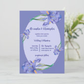 Invitation Tout en un, iris violet avec Mariage à cadre ovale (Debout devant)