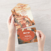 Invitation Tout En Un Italie Élégante moderne Destination Mariage (Déchirure)