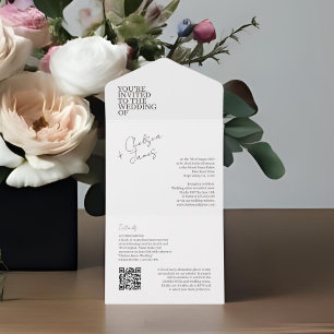 Invitation Tout En Un Ivoire Chic Moderne tout en un mariage Invitatio