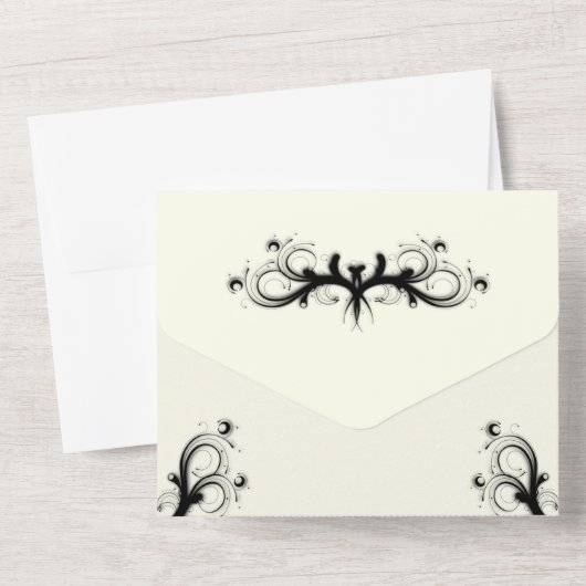 Invitation Tout En Un Ivoire et noir Tri Plier avec Mariage Rsvp (Verso)