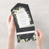 Invitation Tout En Un Ivory Bloom | Mariage d'arche florale aquarelle (Déchirure)