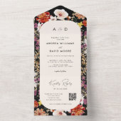 Invitation Tout En Un Ivory Fall Fleur sauvage Botanique QR Code Mariage (À l'intérieur)