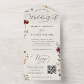 Invitation Tout En Un Ivory Fall Fleur sauvage QR Code Automne Mariage (À l'intérieur)