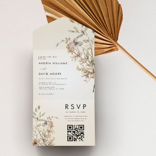 Invitation Tout En Un Ivory Fleur sauvage Jardin Automne Mariage botaniq