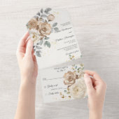 Invitation Tout En Un Ivory Floral Wedding (Déchirure)