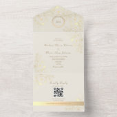 Invitation Tout En Un Ivory Gold Floral QR Code Wedding (À l'intérieur)