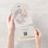 Invitation Tout En Un Ivory Photo Wedding  (Déchirure)