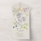Invitation Tout En Un Ivory Wildflower Photo Wedding (À l'intérieur)