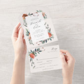 Invitation Tout En Un Jardin botanique élégant de Marsala Peach (Déchirure)