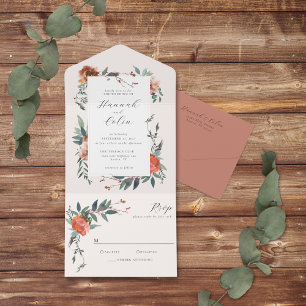 Invitation Tout En Un Jardin botanique élégant de Marsala Peach