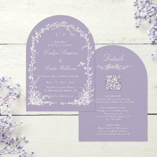 Invitation Tout en Un Jardin d'Arche Florale Mariage Lavande
