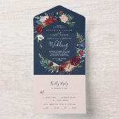 Invitation Tout En Un Jardin d'automne | Mariage bleu marine (À l'intérieur)