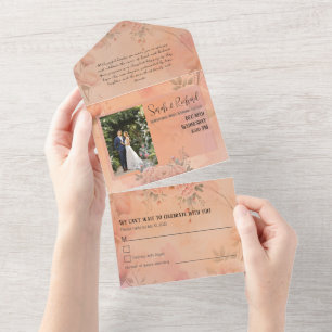 Invitation Tout En Un Jardin de Conte de Fées Mariage Rose Poudrée Étinc