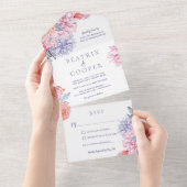 Invitation Tout En Un Jardin de fleurs aquarelles mariage floral (Déchirure)