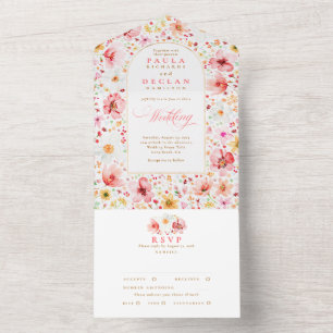 Invitation Tout En Un Jardin de prairie fleurie Arche florale de mariage