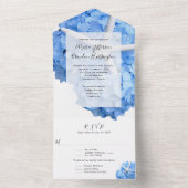 Invitation Tout En Un Jardin en bord de mer Blue Hydrangea Mariage (À l'intérieur)