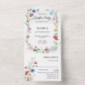 Invitation Tout En Un Jardin fleur sauvage Anniversaire (À l'intérieur)