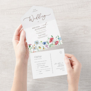 Invitation Tout En Un Jardin fleur sauvage Boho Mariage Sceau Et Envoyer