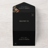 Invitation Tout En Un Jardin Fleur sauvage noir Mariage botanique d'auto (Dehors)