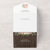 Invitation Tout En Un Jardin Floral rose pâle Rose Mariage en bois rusti (Dehors)