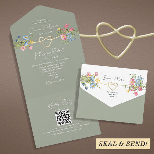 Invitation Tout En Un Jardin Floral Sage Vert Mariage 