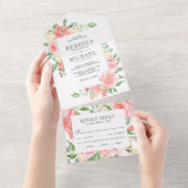 Invitation Tout En Un Jardin Rose rose pâle Mariage (Déchirure)