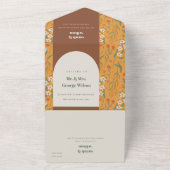 Invitation Tout En Un Jaune Orange Super Arc Retro Mariage Floral (Dehors)