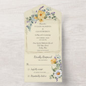 Invitation Tout En Un Jaune pâle avec Fleurs sauvages (À l'intérieur)