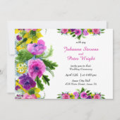Invitation Tout en un, jaune, violet, fuchsia... un joyeux (Devant)
