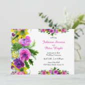 Invitation Tout en un, jaune, violet, fuchsia... un joyeux (Debout devant)