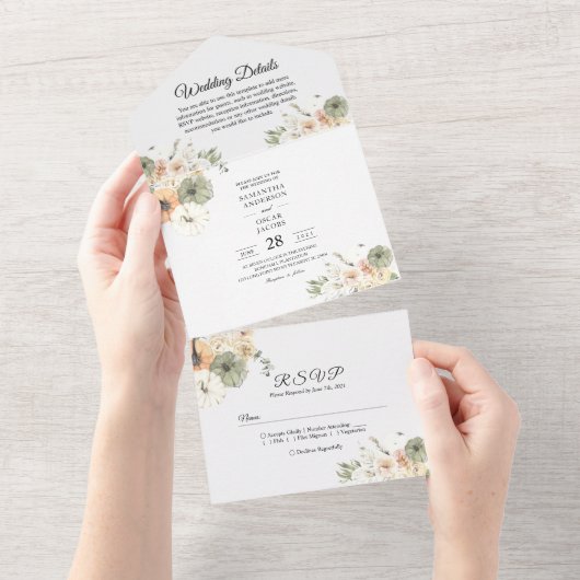 Invitation Tout En Un Jeu d'invitation Mariage de automne rustique | Aqu (Déchirure)