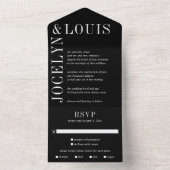 Invitation Tout En Un Jocelyn Black Mariage moderne (À l'intérieur)