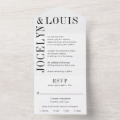 Invitation Tout En Un Jocelyn Mariage moderne noir et blanc (À l'intérieur)