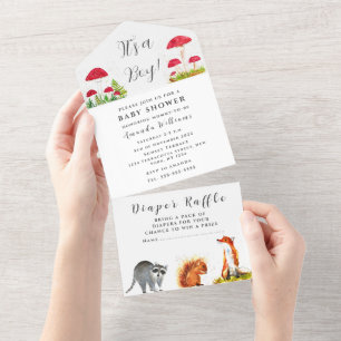 Invitation Tout En Un Joli bébé écureuil amanite renard aquarelle animal
