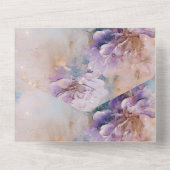 Invitation Tout En Un Joli bleu violet et or Mariage Floral (Verso)