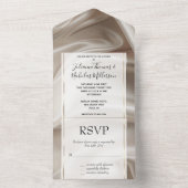 Invitation Tout En Un Joli Champagne Gold Romantique Faux Satin Mariage (À l'intérieur)