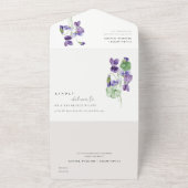 Invitation Tout En Un Joli Chic Monogram Violet Floral Bunal Mariage (Dehors)