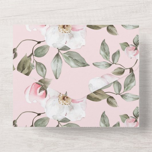 Invitation Tout En Un Joli Mariage de fleurs rose pâle (Verso)