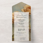 Invitation Tout En Un Joli Romantique Pêcher Rose Floral Mariage (À l'intérieur)