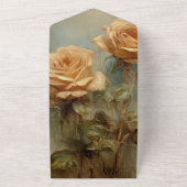 Invitation Tout En Un Joli Romantique Pêcher Rose Floral Mariage (Dehors)