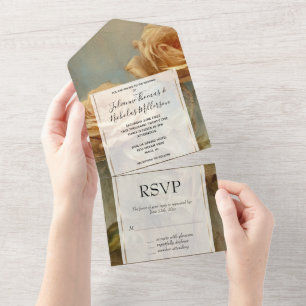 Invitation Tout En Un Joli Romantique Pêcher Rose Floral Mariage