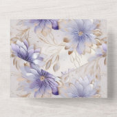 Invitation Tout En Un Jolie perle d'or blanc violet fleurs (Verso)
