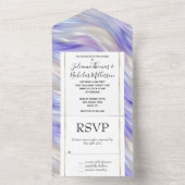 Invitation Tout En Un Jolie Romantique Violet Perle Bleue Éperles (À l'intérieur)