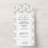 Invitation Tout En Un Jolies fleurs blanches (À l'intérieur)