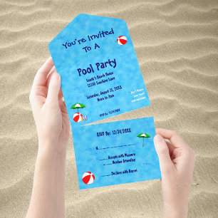Invitation Tout En Un Jouets de plage de la fête de la piscine modifiabl